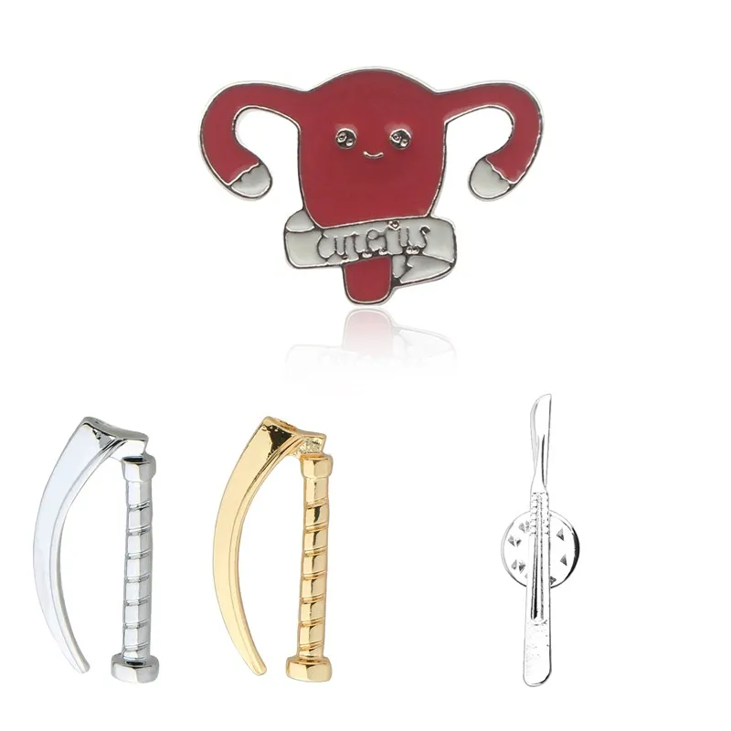 

Medical brooches Collection Crystal uterus scalpel stomach Reflex hammer jewelry for Doctor Nurse