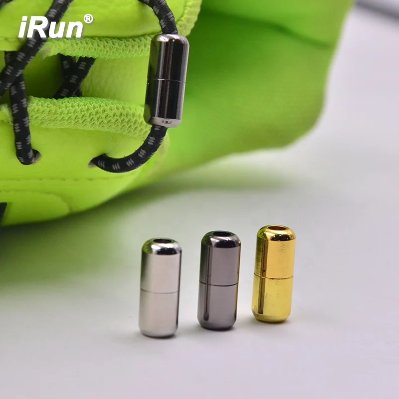 

iRun No Tie Round Elastic Shoelaces Cord Locks Custom Shoelace Metal Buttons Silver Metal Screw Buttons