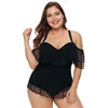 Monokini 2019 Black Plus Size Off Shoulder Mesh Sheer Cross Back Bikinis Woman Swimwear Swimsuit Sexy Bodysuit Bathing Suit