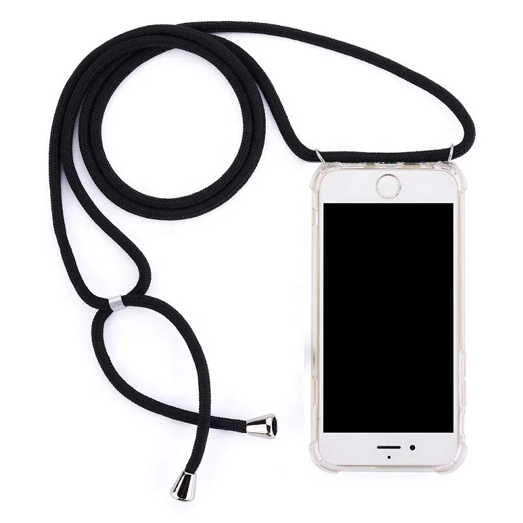 

Cell Phone Necklace Holder case Transparent Shockproof TPU Case with Necklace Cord Strap for iPhone Xs, Clear