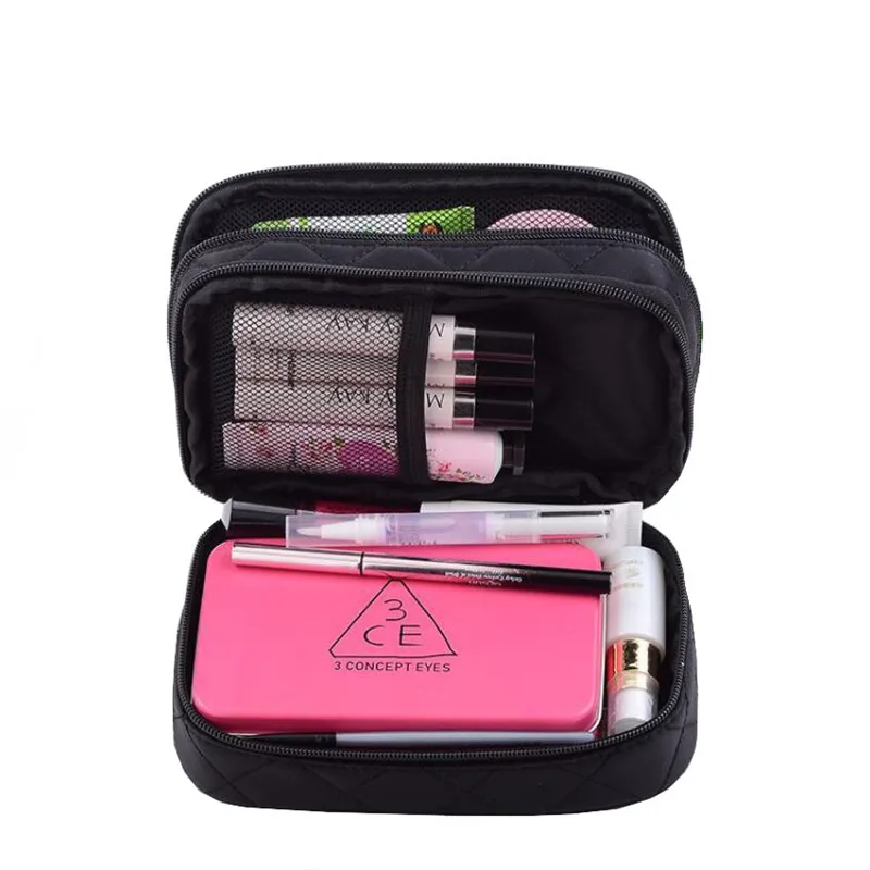 

Online Wholesale nylon waterproof double layer multifunctional quilted washroomn travel makeup organizer travel bag, 4 colors in storage