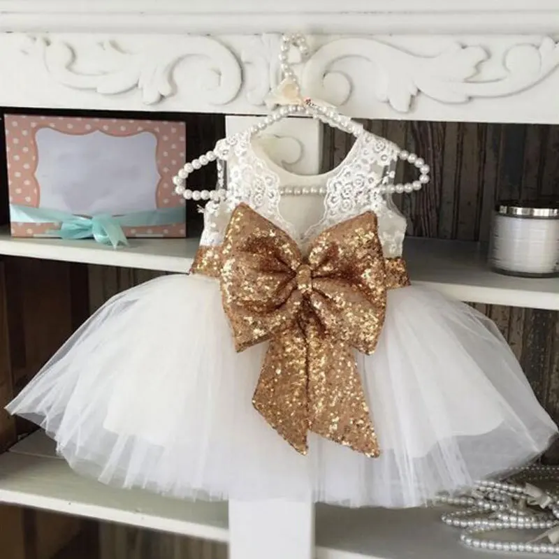 

Ivy10090A Hot sale kids girls big bow design party dress baby girls birthday dress fancy lace frocks, As pic