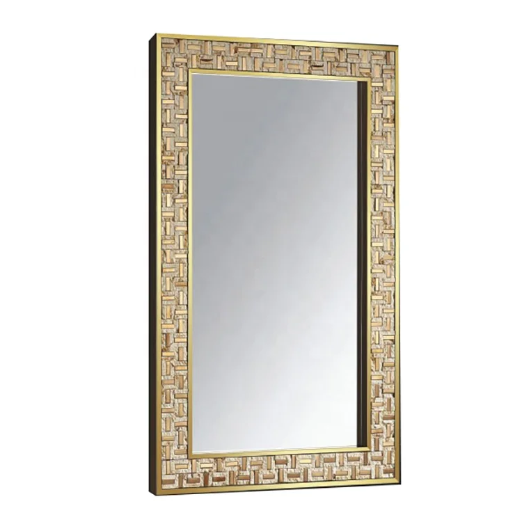 

Modern Home Bathroom Glass Gold Frame Decorative Mosaic Mirror