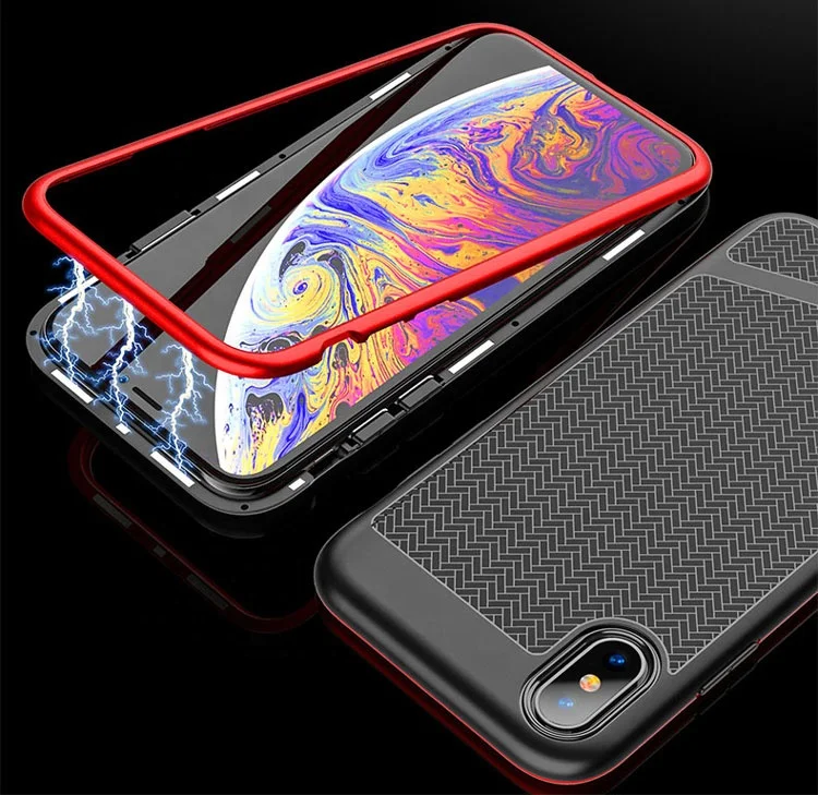 

Saiboro 5 Colors Bumper Metal Magnetic Phone Case For Iphone x Xs Magnet Case, Multi-color;can be customized
