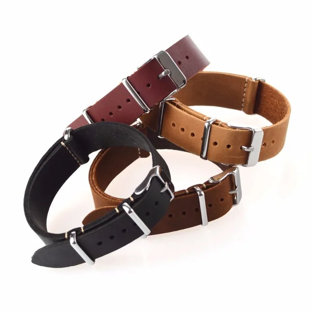 

EACHE Genuine Crazy Horse One Piece Nato Leather Watchband Watch Nato Straps, Different colors (we have color chart)