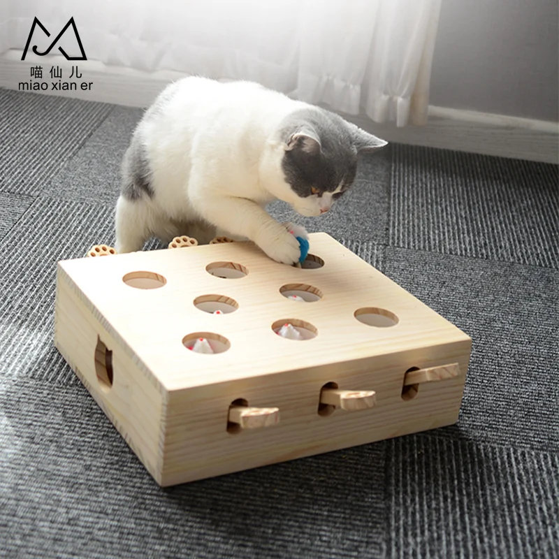 Pet Products 2019 Hot Sale Pet Products Wooden Whack A Mole Cat Toy