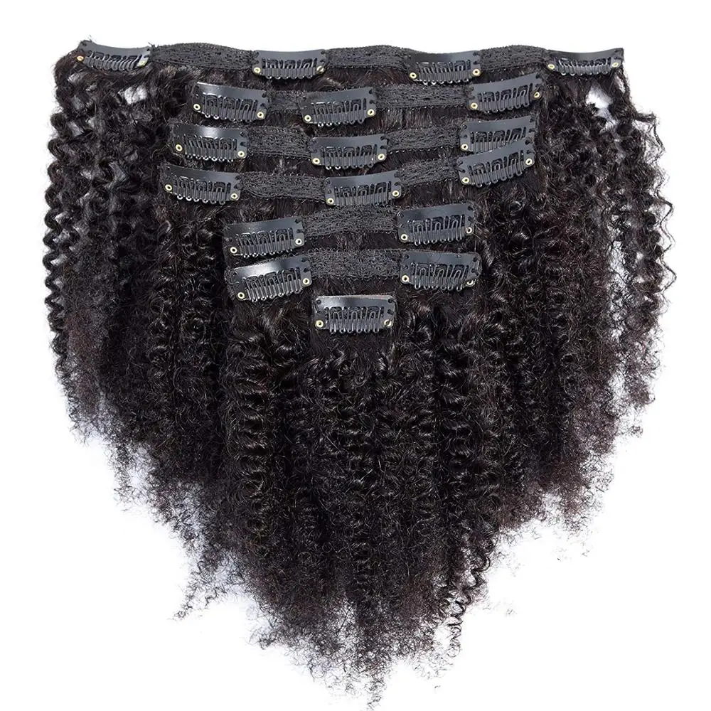 

Afro Kinky Curly Clip in Human Hair Extensions 4B 4C Hair Virgin Hair Double Weft For African American