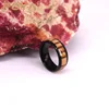 POYA Jewelry 8MM Men's Titanium Ring Wedding Band Black Plated with Zebra Wood Inlay Domed Top