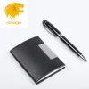 Special advertising promotion business gift set card holder and metal ball point pen gift box package