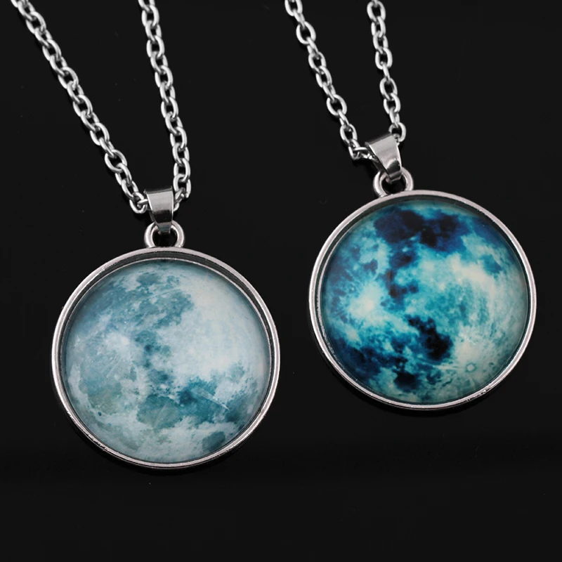 

Free sample universe starry Luminous night half ball necklace, Handmade time gem one sided glass half ball pendant necklace/