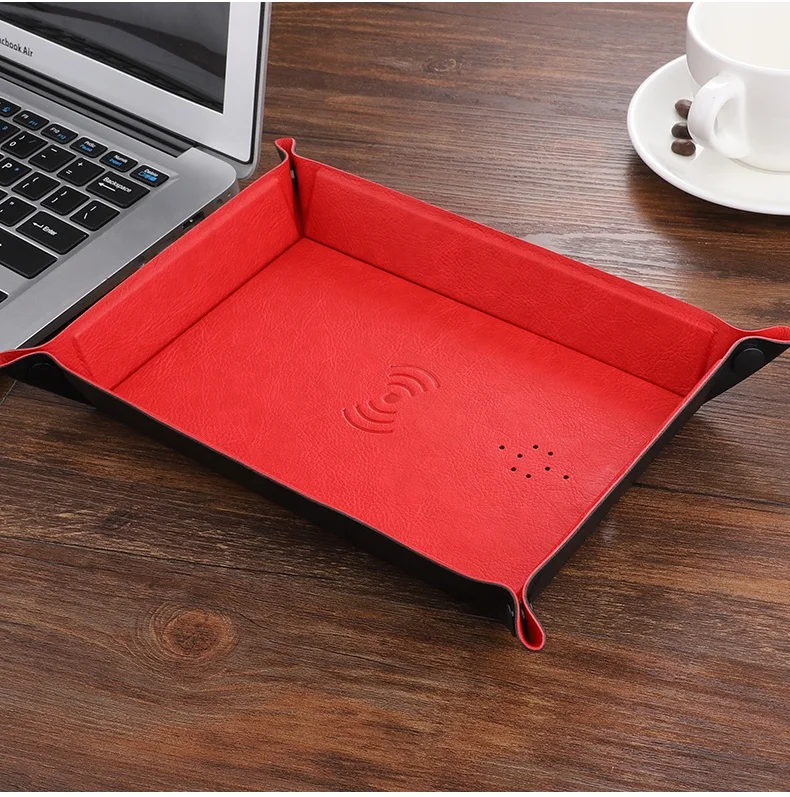 
2019 hot sale PU Leather Multifunction mouse pad Wireless charging tray 
