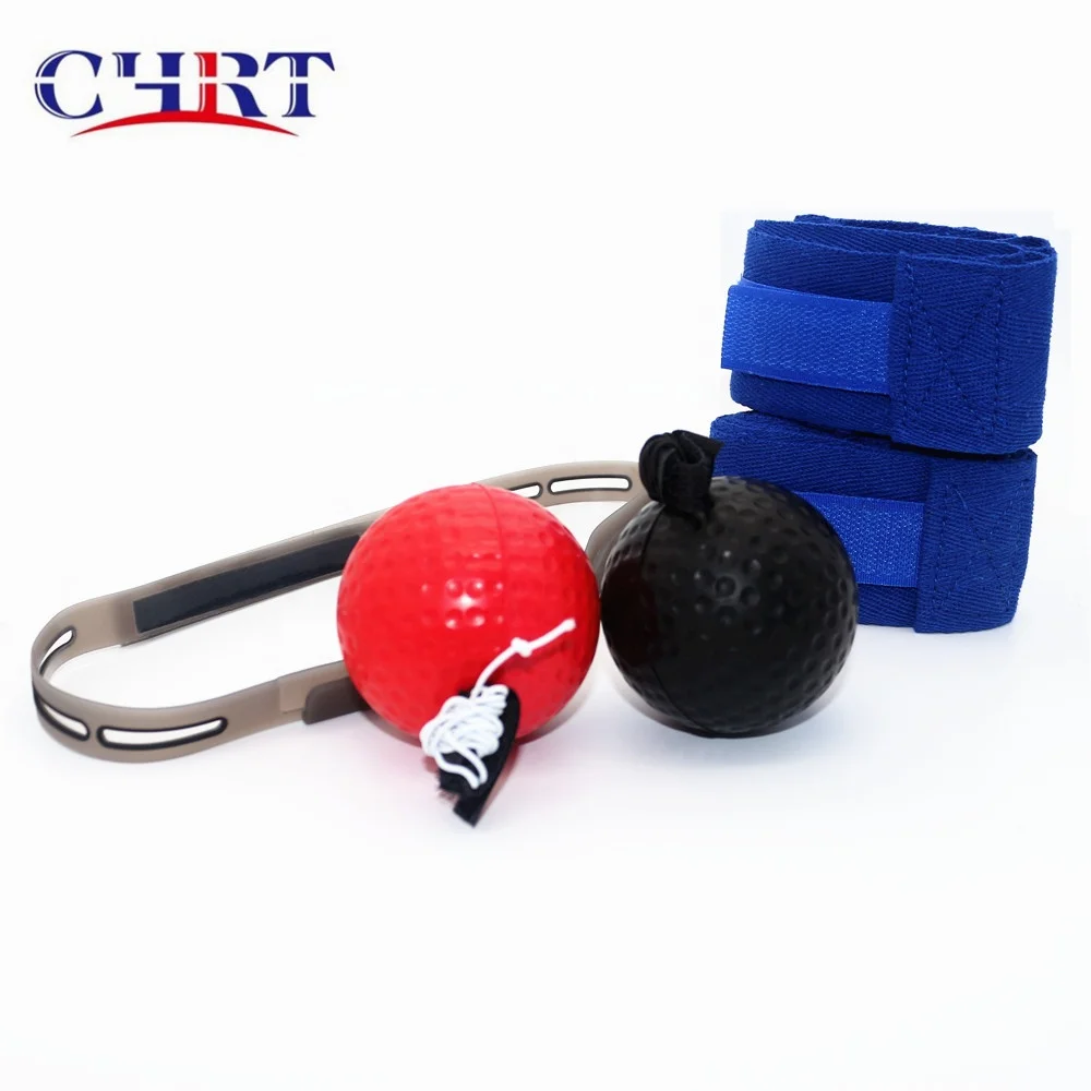 

chrt Improving Speed Reactions and Hand Eye Coordination Handwraps Boxing Fight Ball, Black red