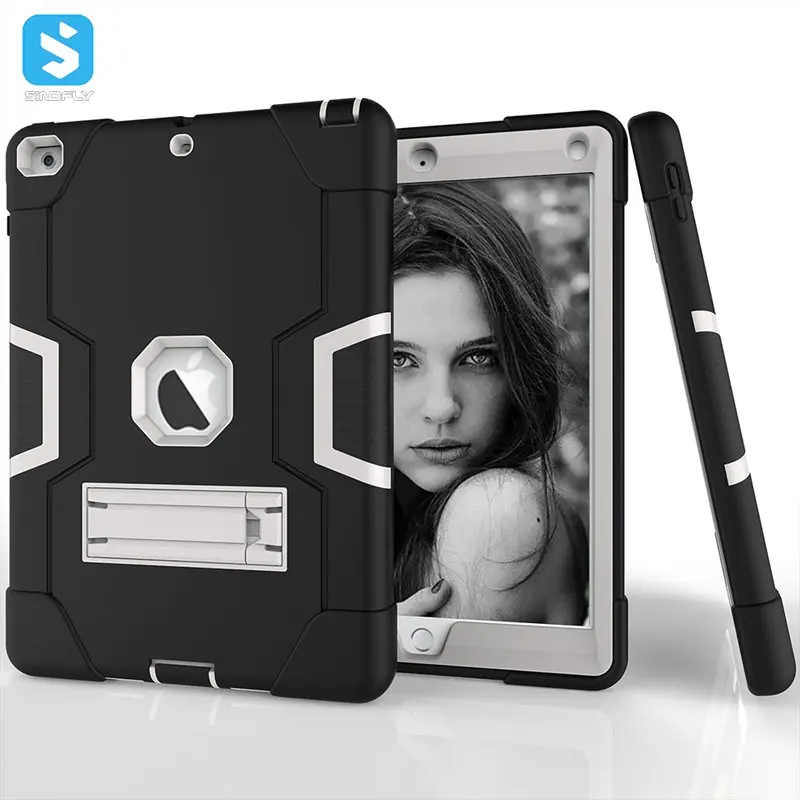 silicone PC with stand case for APPLE iPad 9.7 2017 ,for ipad 9.7 case 2017 cover