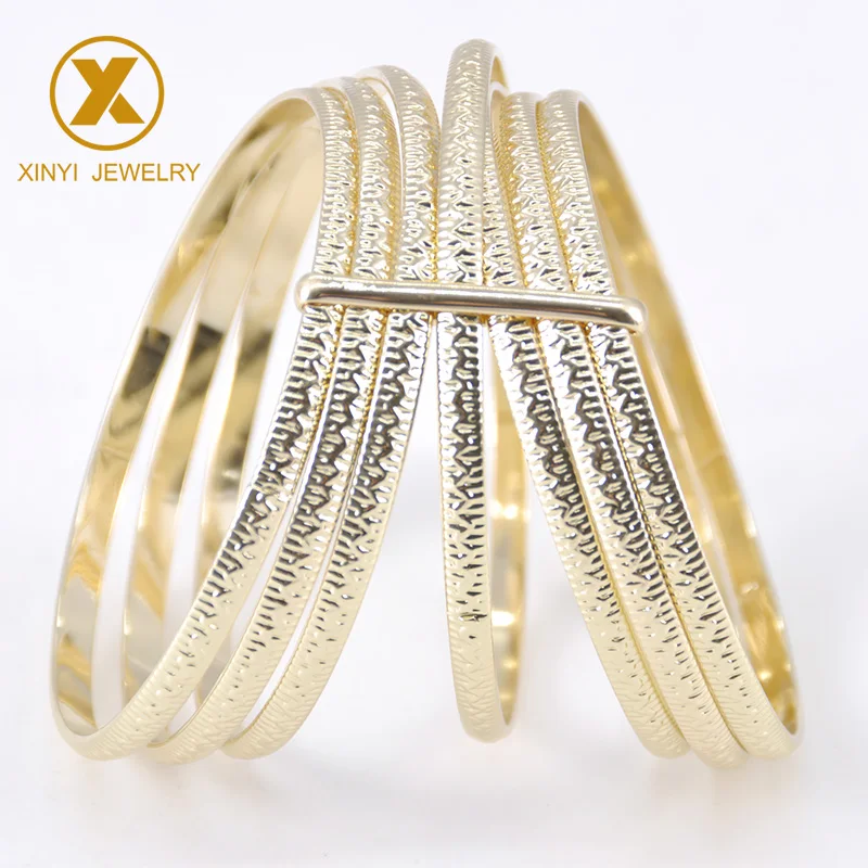 

French women's luxury gold bracelet 2mm thin bracelet fashion hollow jewelry bangle 7 pieces YL1434-23, Gold and silver