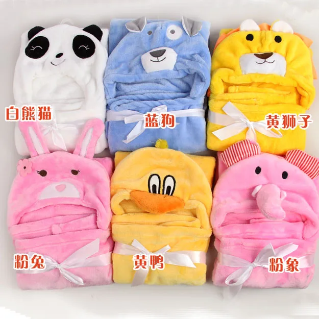 

Coral Fleece Kids bathrobe Baby Bath Robe 3D Animal Hooded Ponchos M90519