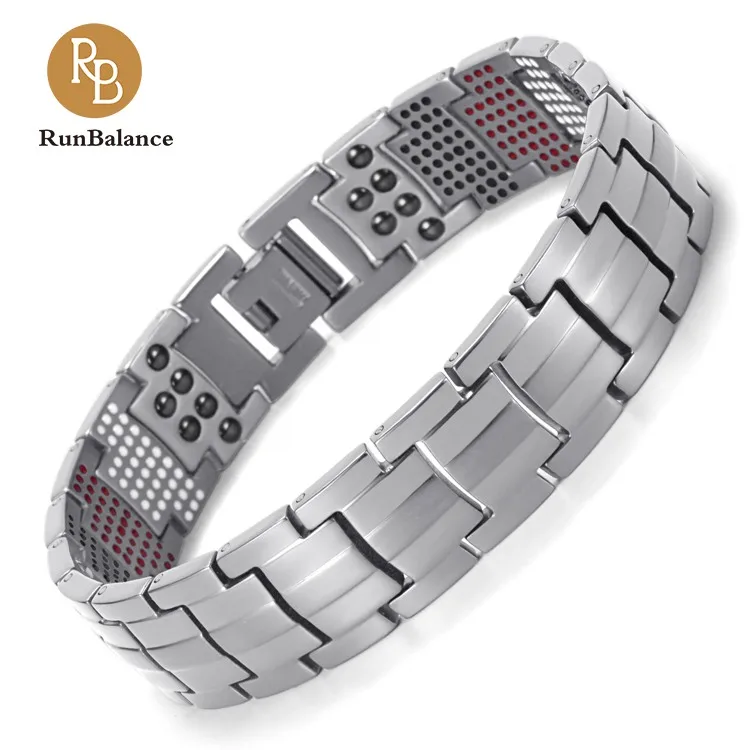 

New Silver Wide Small Element Men Arthritis Titanium Fitness Bracelet, Silver & gold;black;rose gold