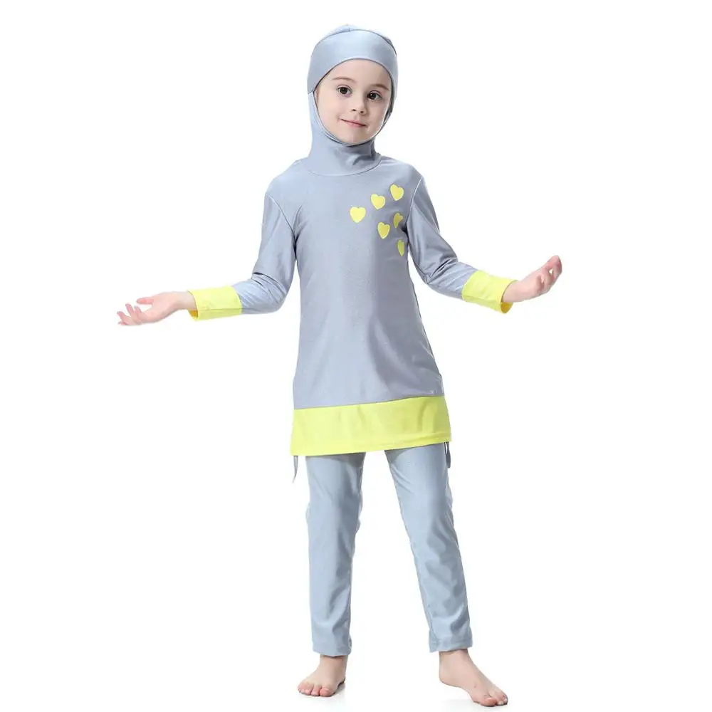 

Full body covered modest little girls muslim swimwear Islamic long swimsuit for arabic kids with hijab