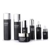 Luxury 15ml 30ml 40ml 100ml empty square spray pump black cosmetic face lotion cream glass bottle jar packaging set