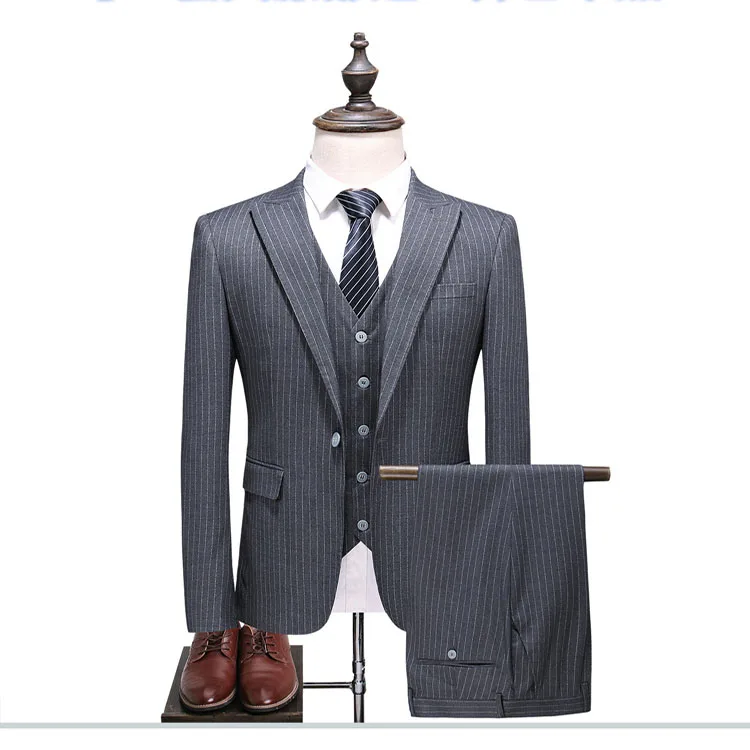 The Three Pieces of Vertical Stripe Men's Formal Business Suit