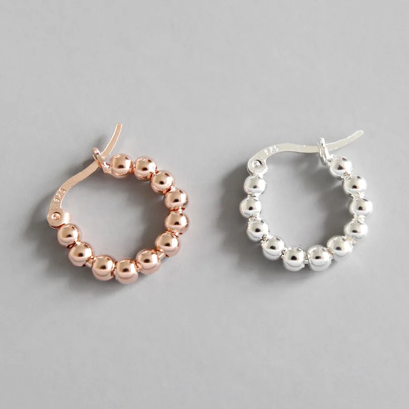 

Tonglin unique rose gold beaded earrings silver 925, Silver/gold/vintage