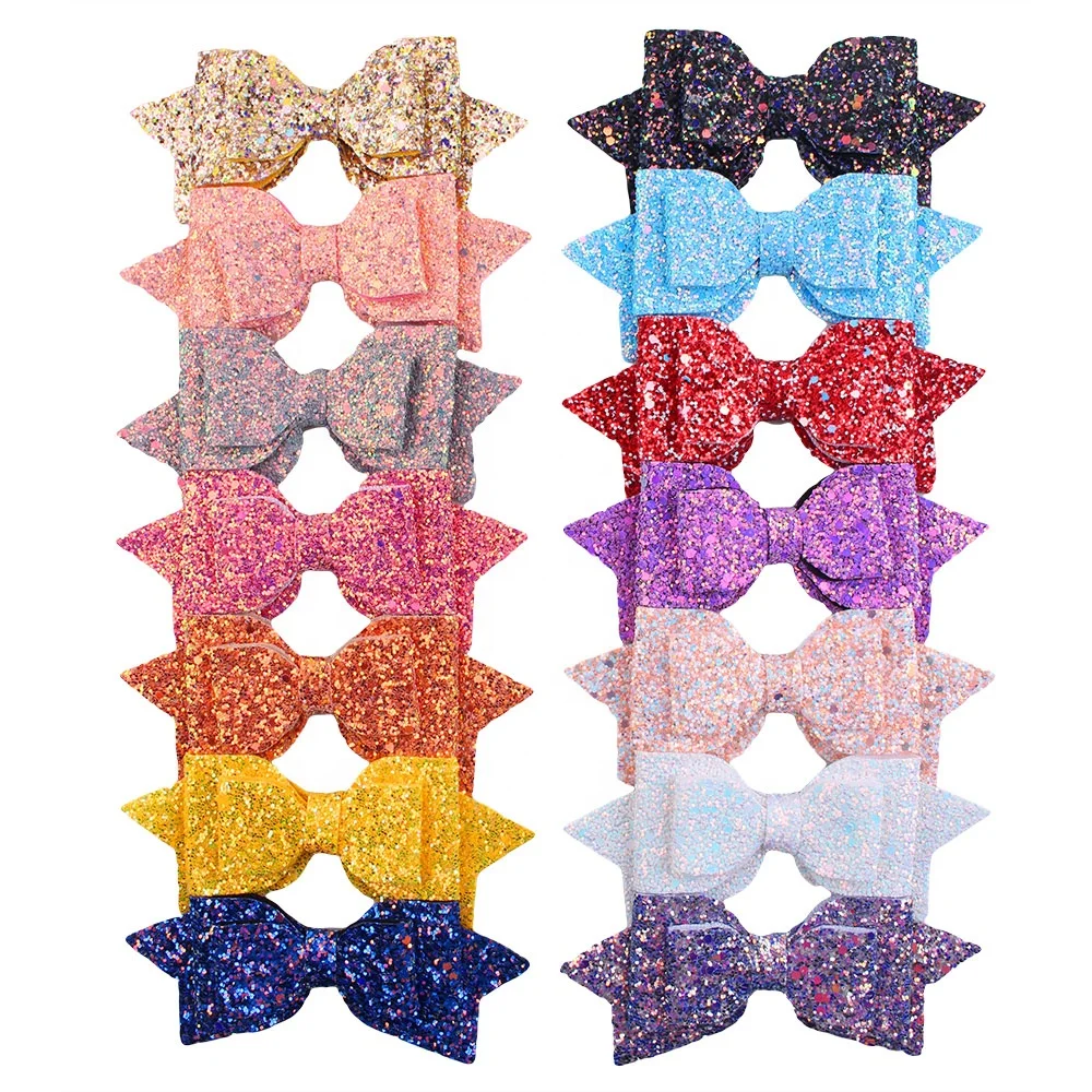 
2019 Multi Color Wholesale Glitter Hair Bows Alligator Clips for Girls Hair Accessories 