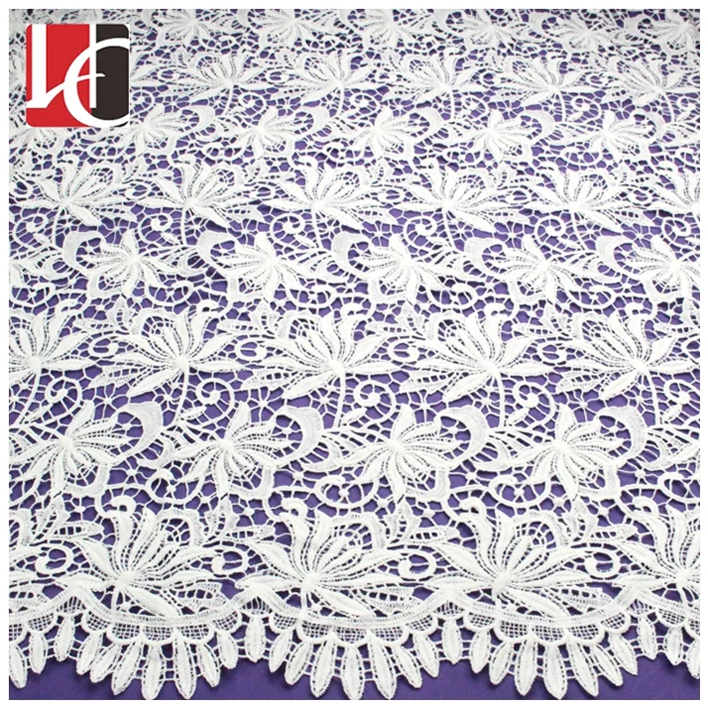 

HC-5652 Hot selling heavy chemical bridal ivory water soluble lace fabric