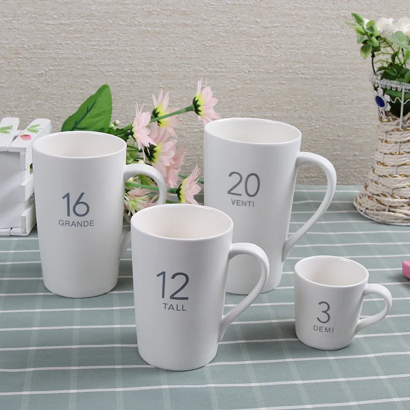 

White Sublimation Ceramic Numbers Mugs Custom Coffee Mug Cup