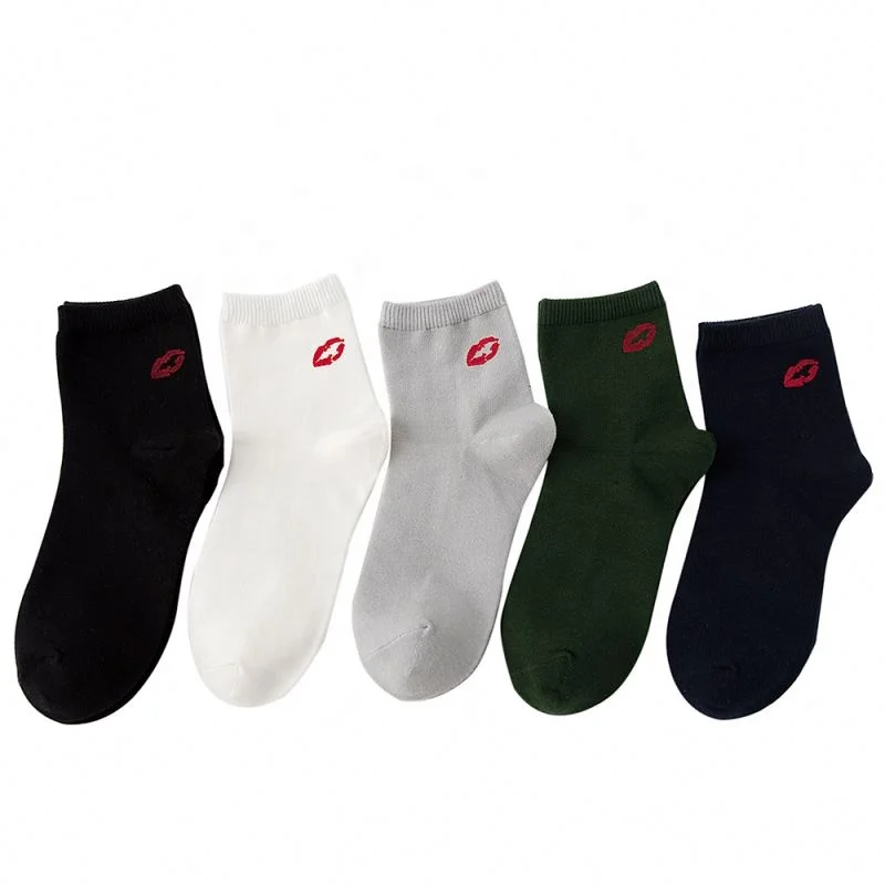 

Custom High Quality Women Lip Print Soild Color Cotton Socks, Picture