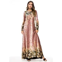 

Dubai High Quality Ladies Long Sleeve Fashion Muslim Abaya Robes Women Boutique Print Dress