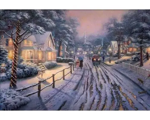 

Snow scene chalet Diamond embroidery Diy diamond square drill rhinestone pasted Crafts Needlework home decoration KTL01019