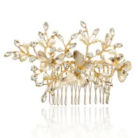 

Gincom Wedding Fashion Hair Accessories Bride Handmade Wedding Crown Floral Pearl Hair Comb for Women