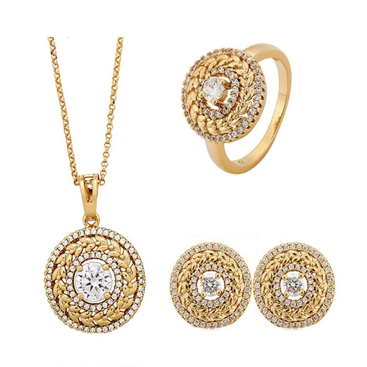 

62759 Cheap wholesale fashion 18k gold color plated jewelry set