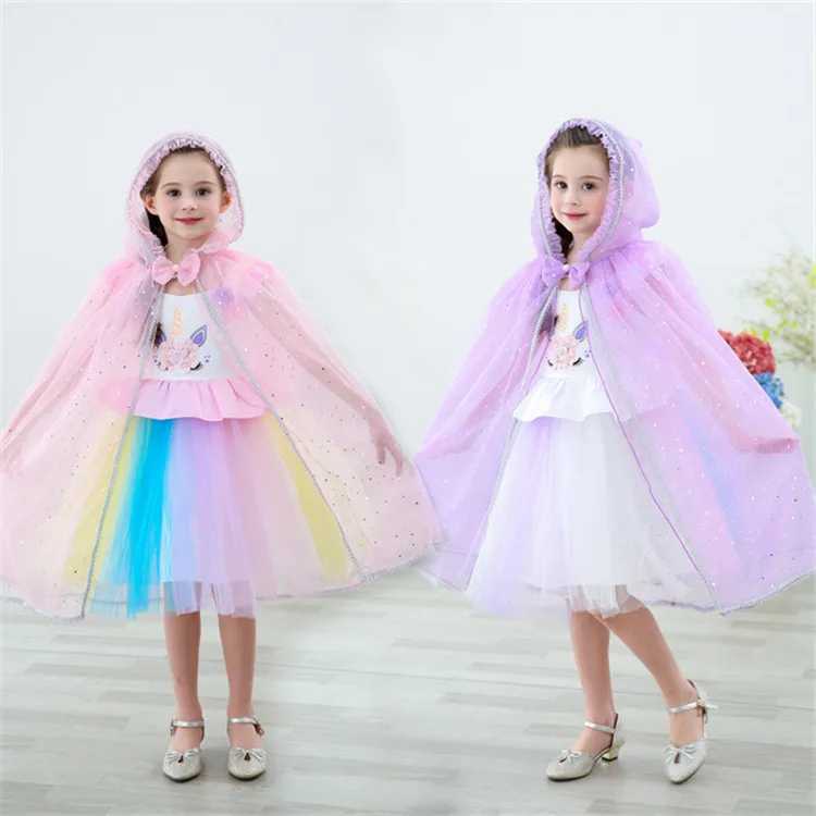 

girl Colorful Princess cloak kids Tulle cape for Halloween Christmas holiday