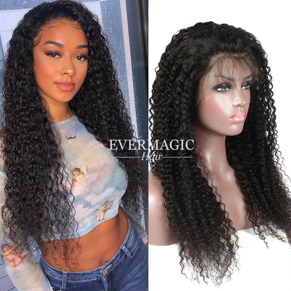 

Full Lace Wig Human Hair With Baby Hair Kinky Curl Style Natural Color Lace Wig