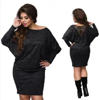 

F20407A oversized long sleeve lace dress dress for plus women