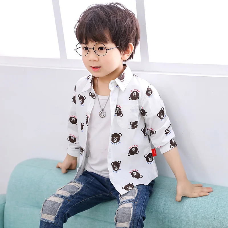 
Children fashion spring cartoon bear long sleeve kids cotton breathable baby shirt clothes alsy249 
