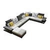 Home Living Room Furniture Modern U L Shaped Couch Fabric Sectional Corner 7 Seater Combination Sofa Set