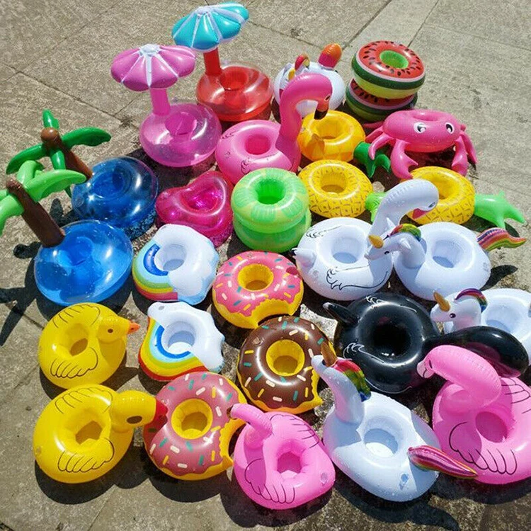 

Inflatable Floating Drink Cup Holder Can Hot/Cool Tub Swimming Beach Party Pool, Multi colors