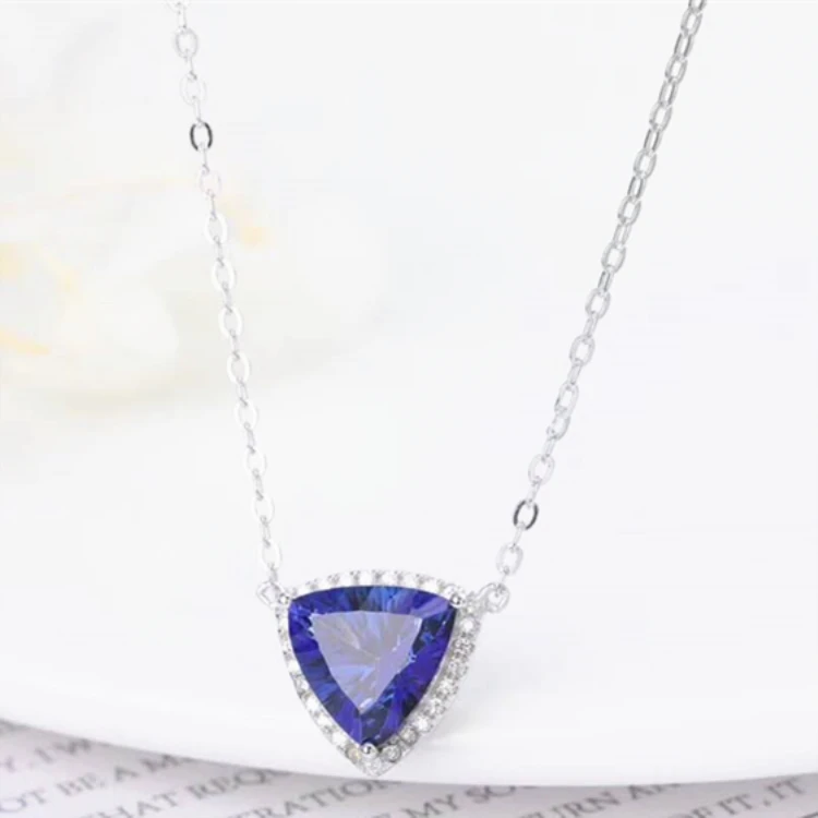 

Jewelry 18K Gold plated Color charm Pendant for Women Religious 925 sterling silver topaz pendant Tanzanite Blue