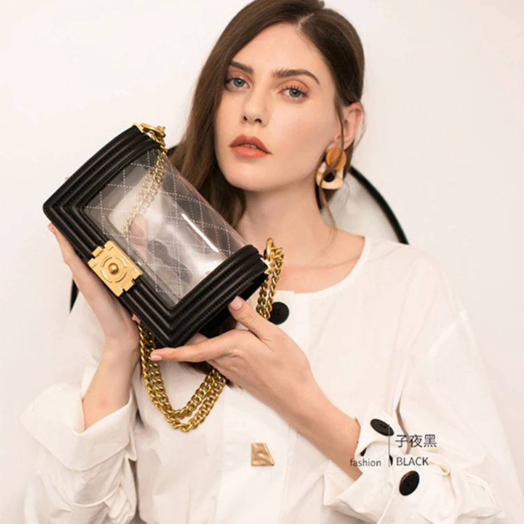 
2020 PVC messenger bag women casual plastic transparent bag wholesale clear handbags for lady 