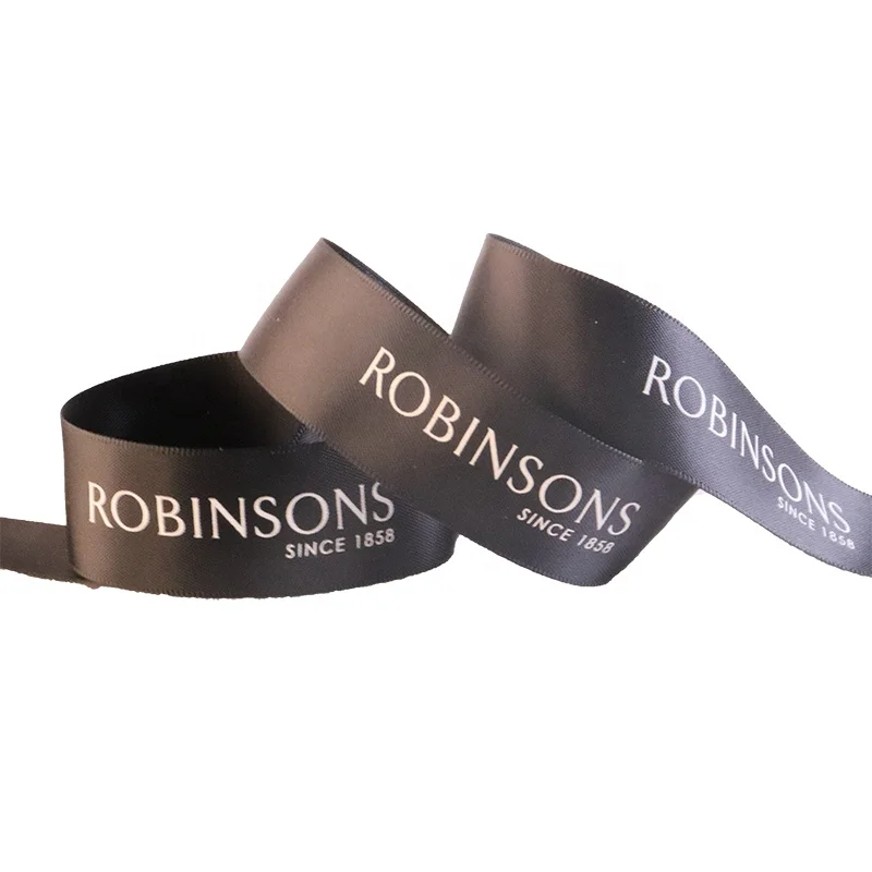 

Best Selling High Quality 2.5cm Stain Ribbon Roll 100% Polyester Printed Ribbon For Decoration, Black