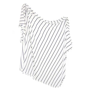 Striped Knitted Organic Baby Swaddle Blanket Navy + White Stripe 47 by 47inches