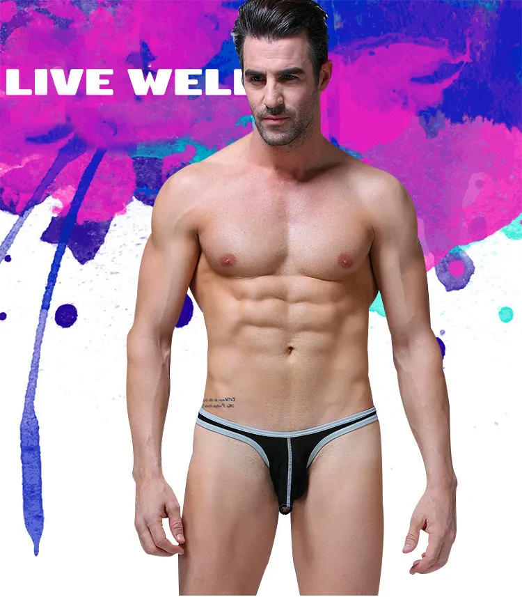 Men's Sexy Nylon G-string Thongs briefs Underwear gay men underwear, thin ice silk exposed elephant nose sexy thong