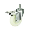 3 inch M12 thread screw white PP caster wheels with lock