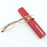 

2020 New Arrivals Cheap Fashion Women Men Metal Slim Frame Pen Reading Glasses with Tube Case