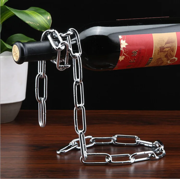 

Suspension Iron Chain and Creative Rope Red Wine Glass Bottle Holder