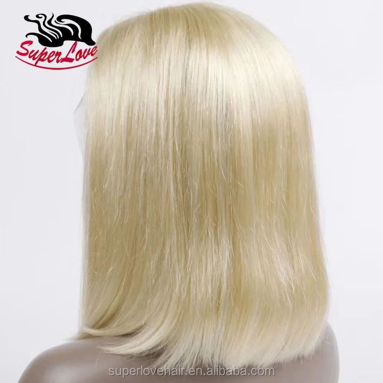

New Arrival SuperLove 12a lace front wig blonde %180 Virgin Raw Silky Straight Short Blonde human hair lace Front Bob wig