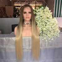 

Long 26Inch Straight Ombre Blonde Human Hair Wig Pre Plucked Lace Front Wigs With Baby Hair Wholesale Songhuiyuan Wigs
