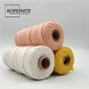 High quality handmade material 3mm colored cotton twist single strand cords for garment or macrame