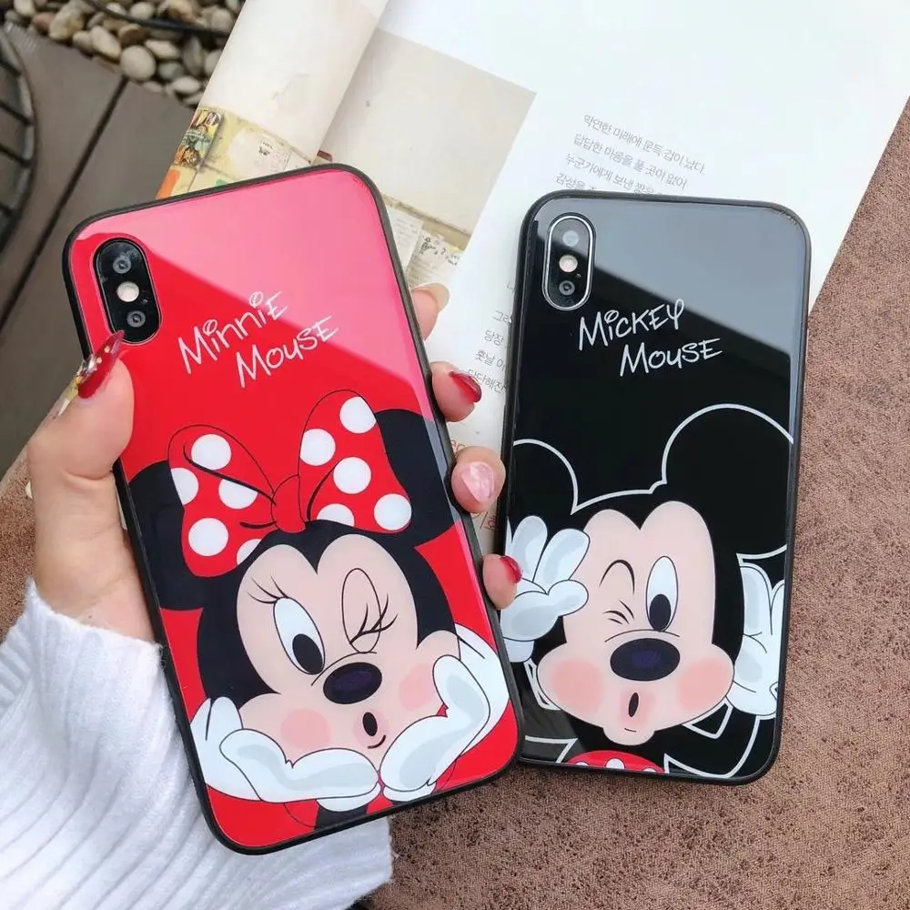 

Tempered Glass Shockproof Back Cover Mickey Mouse mobile covers for iPhone X/6/6S/7/8 plus